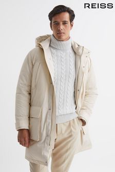 Reiss White Walker Hooded Quilted Mid Length Parka (C08483) | 610 €