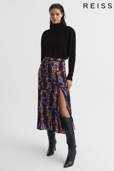 Reiss Black Katia Abstract Floral Slip Skirt (C08487) | €195