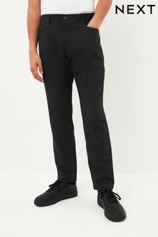 Black Jean Style Slim Machine Washable Plain Front Smart Trousers (C08710) | AED83