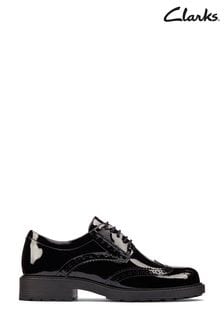 Clarks Black Patent Orinoco 2 Limit Shoes (C08732) | kr1,038