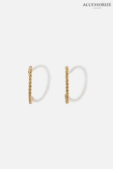 Accessorize Gold-Plated Fancy Textured Hoop Earrings (C08774) | ₪ 70