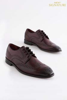 Burgundy Red Signature Italian Leather Piped Edge Brogues (C08786) | kr998