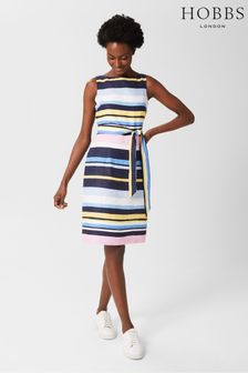 Hobbs blue and shop white striped dress