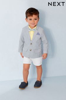 Komplet črtastega blazerja, srajce, kratkih hlač in metuljčka (3 mesecev–9 let) (C09181) | €33 - €37