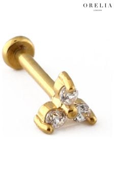 Orelia London Vergoldete Labret-Ohrringe mit drei CZ-Schmucksteinen (C09267) | 31 €
