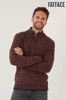 Czerwony sweter z ozdobnym supełkiem i półgolfem FatFace Hove (C09293) | 154 zł