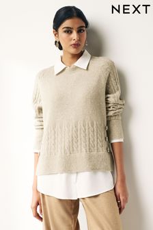 Neutral Brown Gem Button Shirt Layer Jumper (C09349) | 1,548 UAH