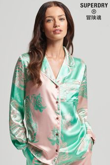 Superdry Pink Satin Sleepwear Long Sleeve Shirt (C09415) | 54 €