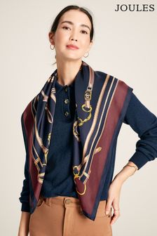 Joules Bloomfield Navy Printed Silk Square Scarf (C09661) | €57