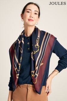 Joules Bloomfield Navy Printed Silk Square Scarf (C09661) | HK$411