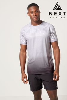Grey Geo Ombre Active Gym And Training T-Shirt (C09723) | $30