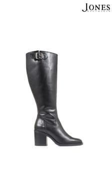 Jones Bootmaker Cesena Black Wide Leather Knee Boots (C09823) | SGD 385