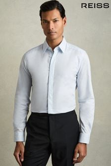 Reiss Blue Kiana Slim Fit Cotton Blend Shirt (C09907) | $156