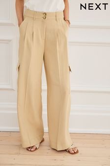 Eleganckie spodnie w stylu utility z szerokimi nogawkami (C09927) | 112 zł