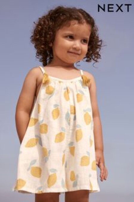 Jaune motif citrons - Combinaison en coton imprimé (3 mois - 8 ans) (C10013) | €12 - €15