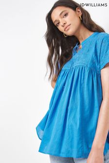 JD Williams Blue Short Sleeved Embroidered Smock Top (C10028) | 38 €