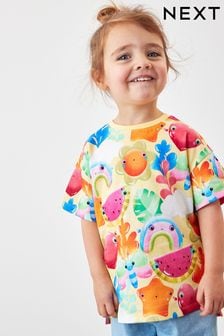 Mehrfarbig mit Cartoon - Oversize-T-Shirt aus Baumwolle (3 Monate bis 7 Jahre) (C10216) | 4 € - 6 €