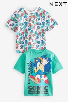 Alb / Aqua Albastru - Sonic Licensed T-shirt 2 Pack (3-16ani) (C10303) | 174 LEI - 223 LEI
