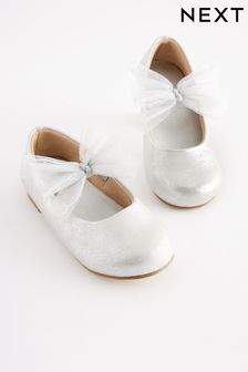 Silver Bow Mary Jane Occasion Shoes (C10306) | OMR10 - OMR11