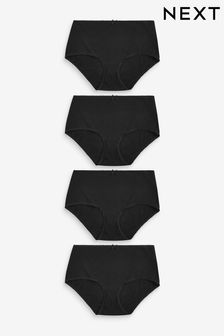 Black Midi Cotton Rich Knickers 4 Pack (C10564) | KRW14,900