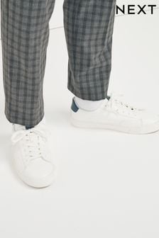 White Wide Fit Perforated Side Trainers (C10767) | €41 - €43