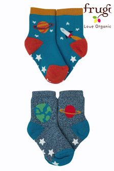 Frugi Rutschfeste Socken aus Bio-Baumwolle im 2er-Pack - Weltall (C11025) | 16 € - 17 €