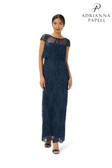 Adrianna Papell Blue Embroidery Column Gown (C11193) | 348 €