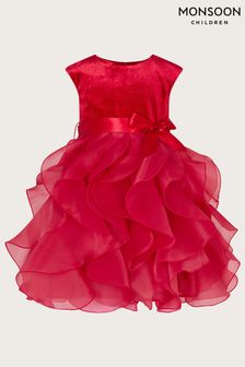 Czerwona aksamitna sukienka dziecięca Monsoon Cancan (C11303) | 172 zł - 190 zł