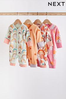 Orange/Pink Baby Sleepsuit 4 Pack (0mths-2yrs) (C11368) | €31 - €33