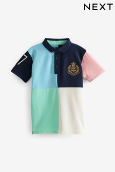  (C11369) | HK$105 - HK$148 柔和底色鮮豔圖案 - 短袖拼色Polo衫 (3-16歲)