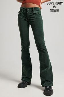 Superdry Green Low Rise Velvet Flare Jeans (C11380) | $107