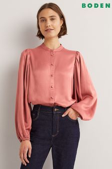 Boden Pink Blouson Sleeve Satin Shirt (C11511) | €61