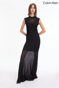 Czarna sukienka Calvin Klein ottoman z prześcieradłem (C11639) | 1983 zł