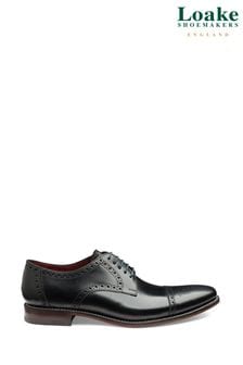 Black - Loake Foley Calf Leather Semi Brogue Shoes (C11694) | kr3 850
