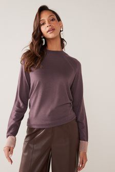 紫色 - 閃亮袖口立領套衫 (C11832) | NT$690