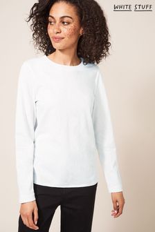 أبيض - White Stuff Plain Casey Long Sleeve T-shirt (C11993) | 191 ر.س
