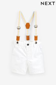  (C12080) | HK$96 - HK$113 白色 - 卡其短褲附吊帶 (3個月至7歲)