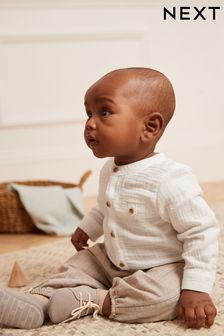 Neutral - Set elegant de 2 piese cu cămașă Bebeluși și pantaloni (0 luni - 2 ani) (C12729) | 166 LEI - 182 LEI