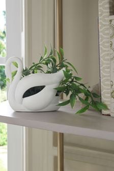 Green Artificial Trailing Plant In Decorative Swan Vase (C12740) | 78 QAR
