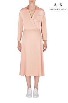 Розовое атласное платье Armani Exchange (C12836) | €125