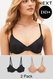 Black/Nude Non Pad Balcony Smoothing T-Shirt Bras 2 Pack (C13381) | 33 €