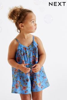  (C13415) | HK$96 - HK$122 藍色花朵 - 印花棉質連身褲 (3個月至8歲)