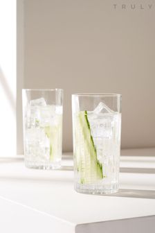 Truly Set of 2 Clear Luxe Crystal High Ball Glasses (C13439) | $64