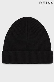 Reiss Black Raff Wool Blend Beanie Hat (C13499) | $79