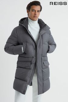 Reiss Grey Billings Quilted Hooded Coat (C13787) | €577