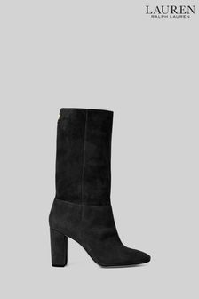 Lauren Ralph Lauren Artizan Suede Black Leather Heel Boots (C13925) | 235 €