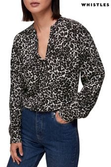 Черная блузка с леопардовым принтом Whistles (C14074) | €55