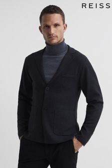 Reiss Charcoal Melange Holt Single Breasted Knitted Blazer (C14096) | 288 €