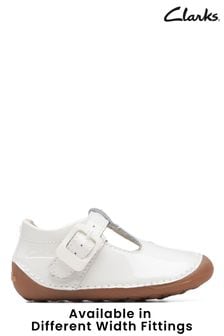 Clarks White Toddler Multi Fit Tiny Beat Patent Shoes (C14288) | €38 - €40