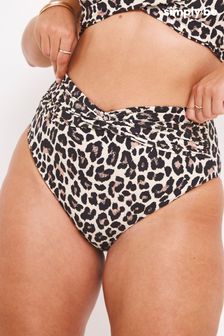 Simply Be Leopard Print Magisculpt Twist Front High Waist Brown Bikini Briefs (C14467) | 15 €